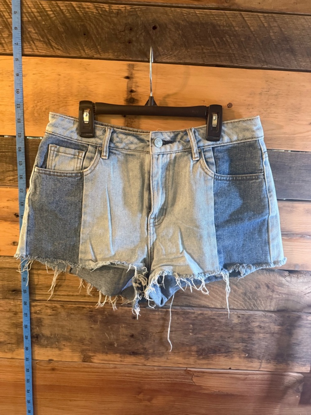 Women’s Two-Tone Denim Cutoff Shorts - Light Blue Size 27